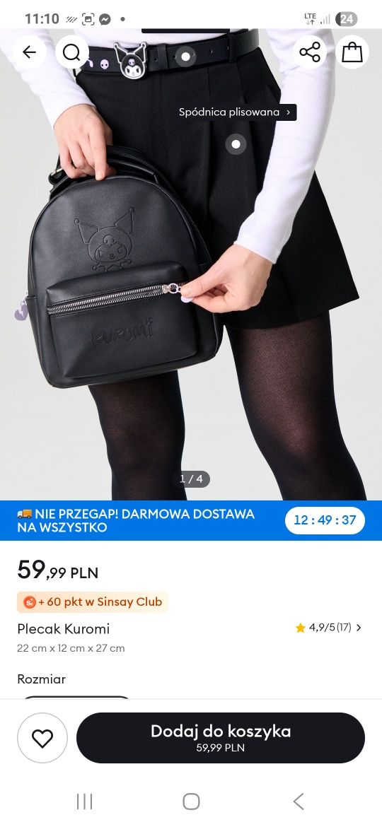 Nowy plecak czarny Kuromi
