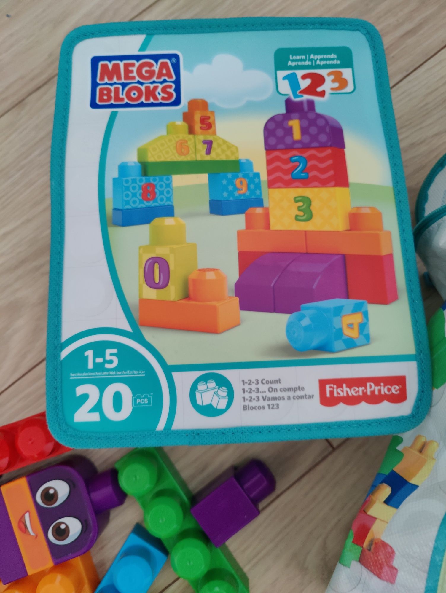 Klocki Mega Bloks Fischer Price ok. 100 sztuk, 3 zestawy