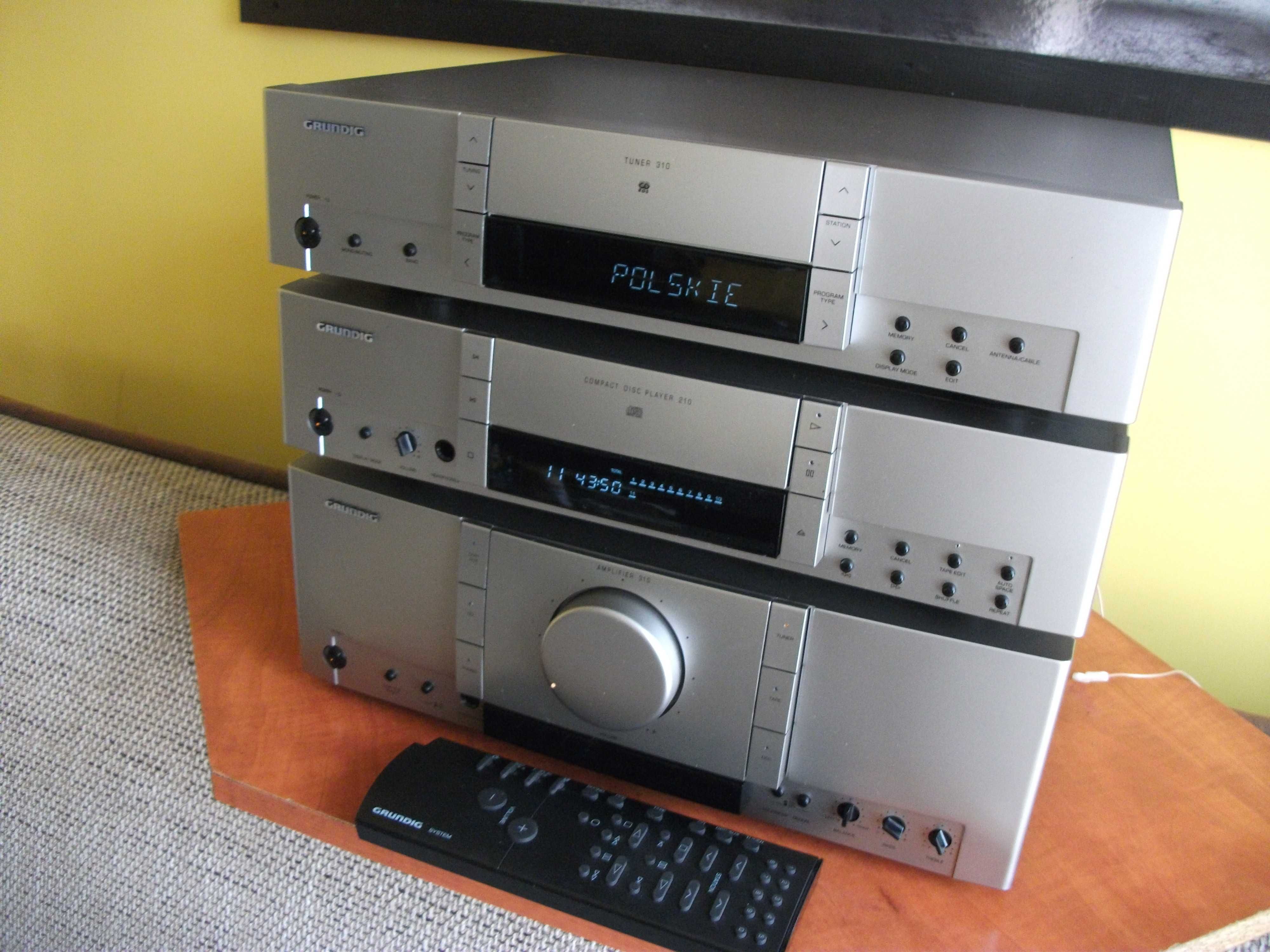 wieża grundig amplifer 310 cd compact 210 tuner 310 rds silver live