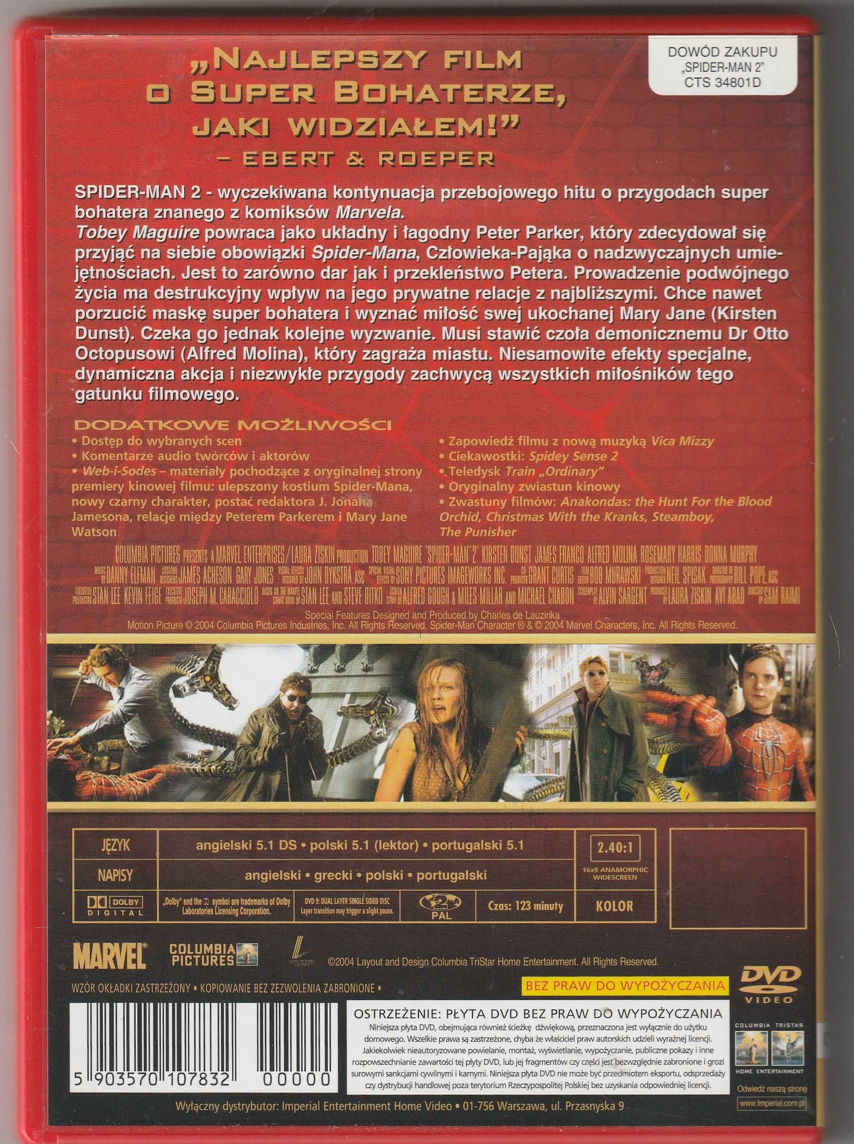 SPIDER-MAN 2 specjalna edycja lektor pl DVD