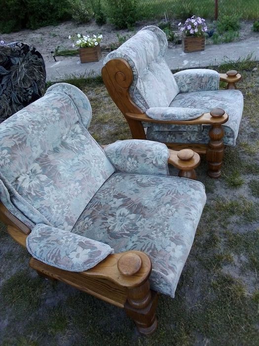 Dębowe fotele + sofa