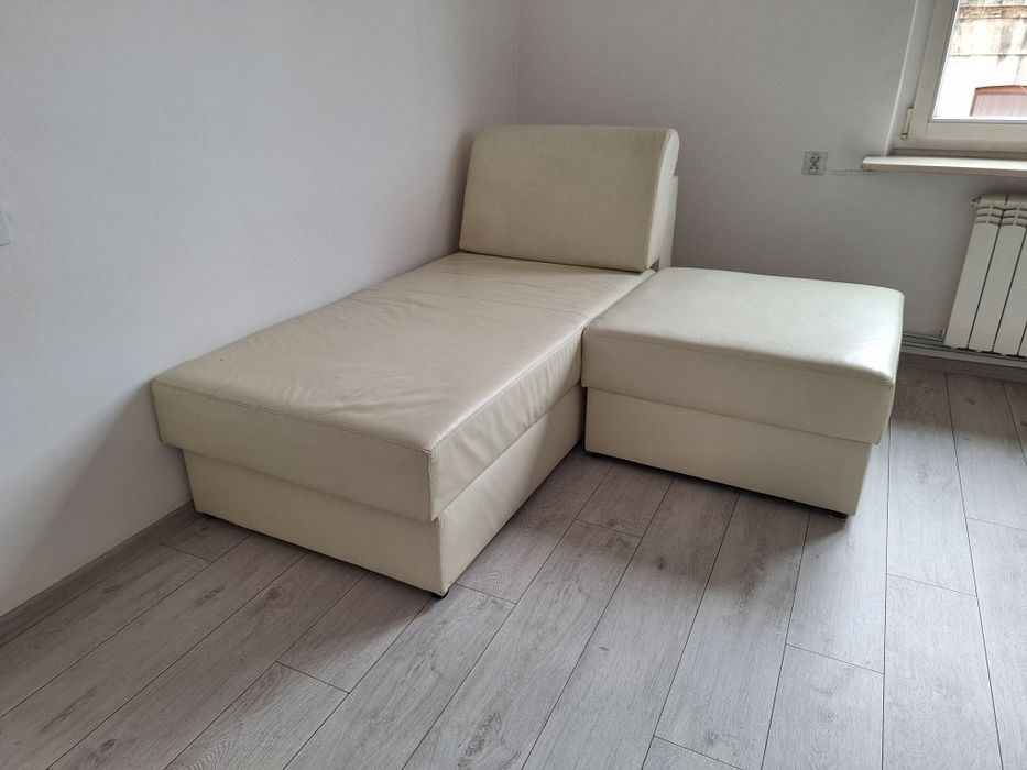 Narożnik skórzana kanapa łóżko z pojemnikiem skóra