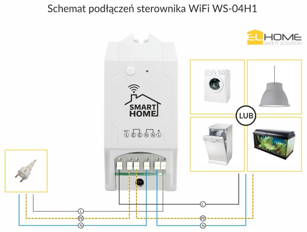 STEROWNIK WiFi ''EL HOME'' WS-04H1 z licznikiem energii, AC 230V/ 10A