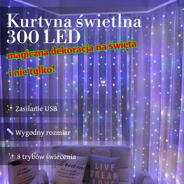 Kurtyna świetlna 300 LED