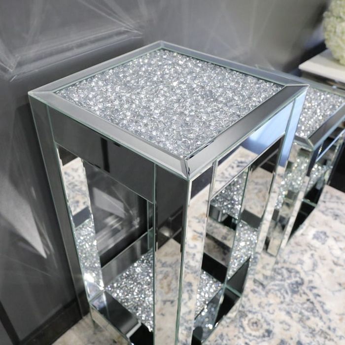Stolik Sorrento szklany glamour 35x35x76 stolik pomocniczy lustrzany