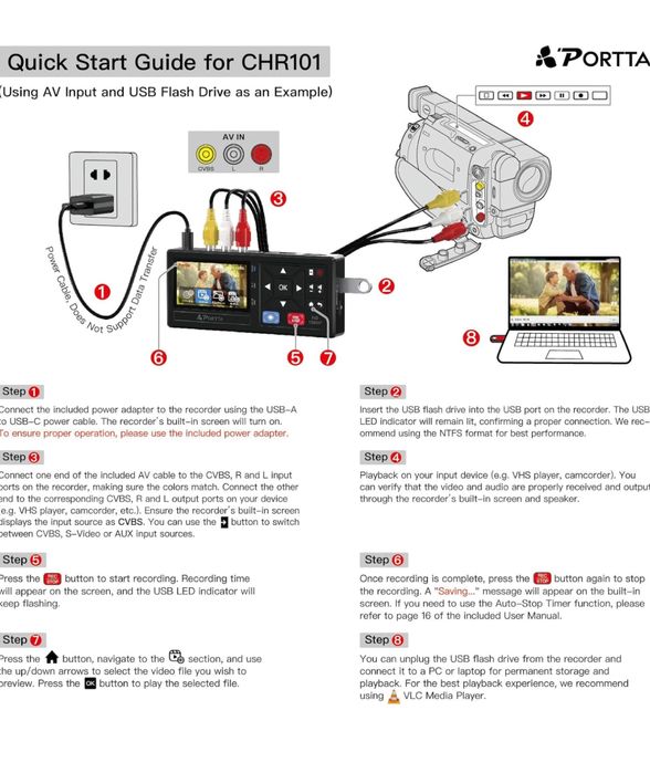 Konwerter VHS na format cyfrowy Portta z pilotem