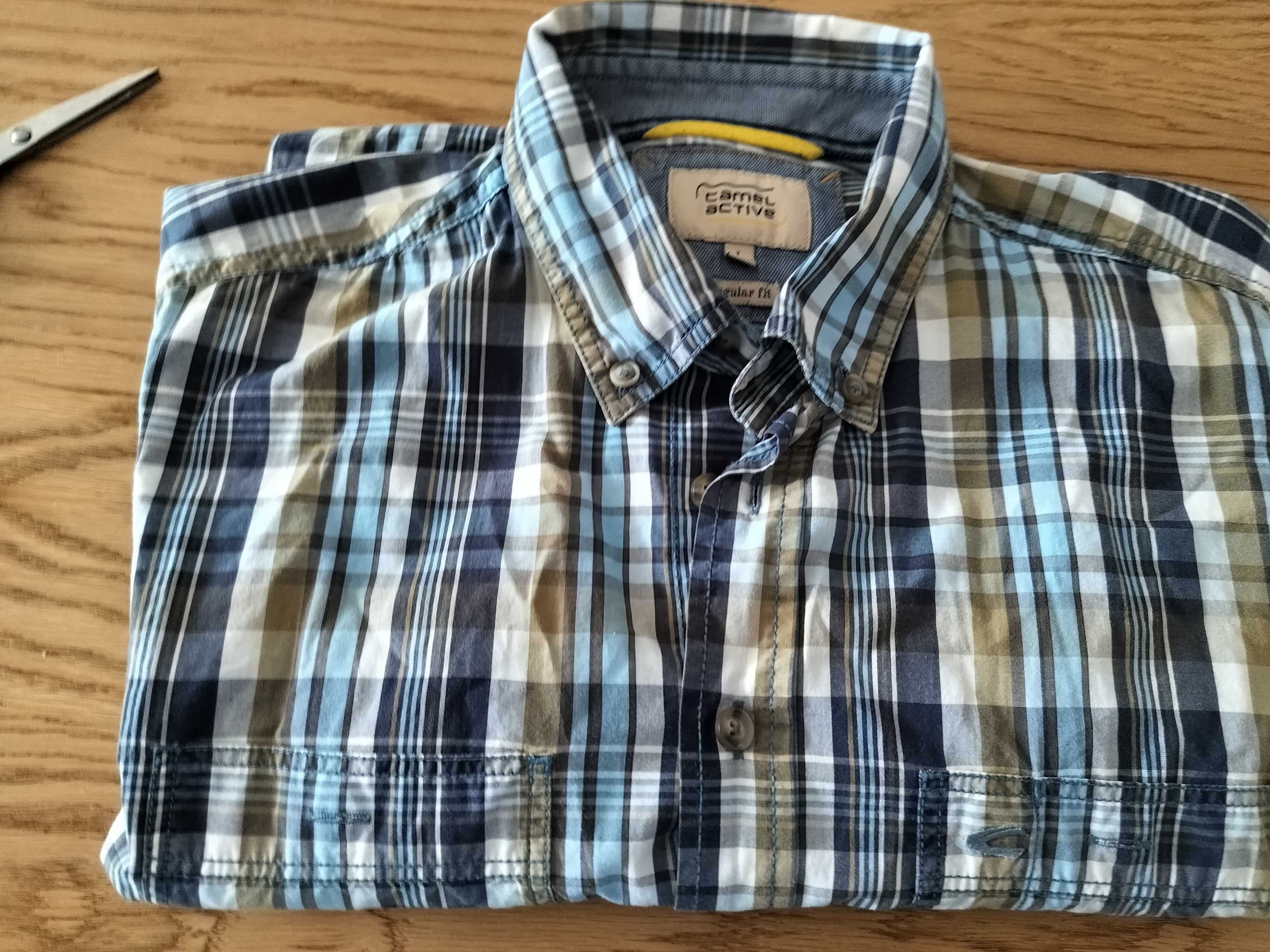 Camel Active koszula męska L kratka regular fit 42 idealna logowana