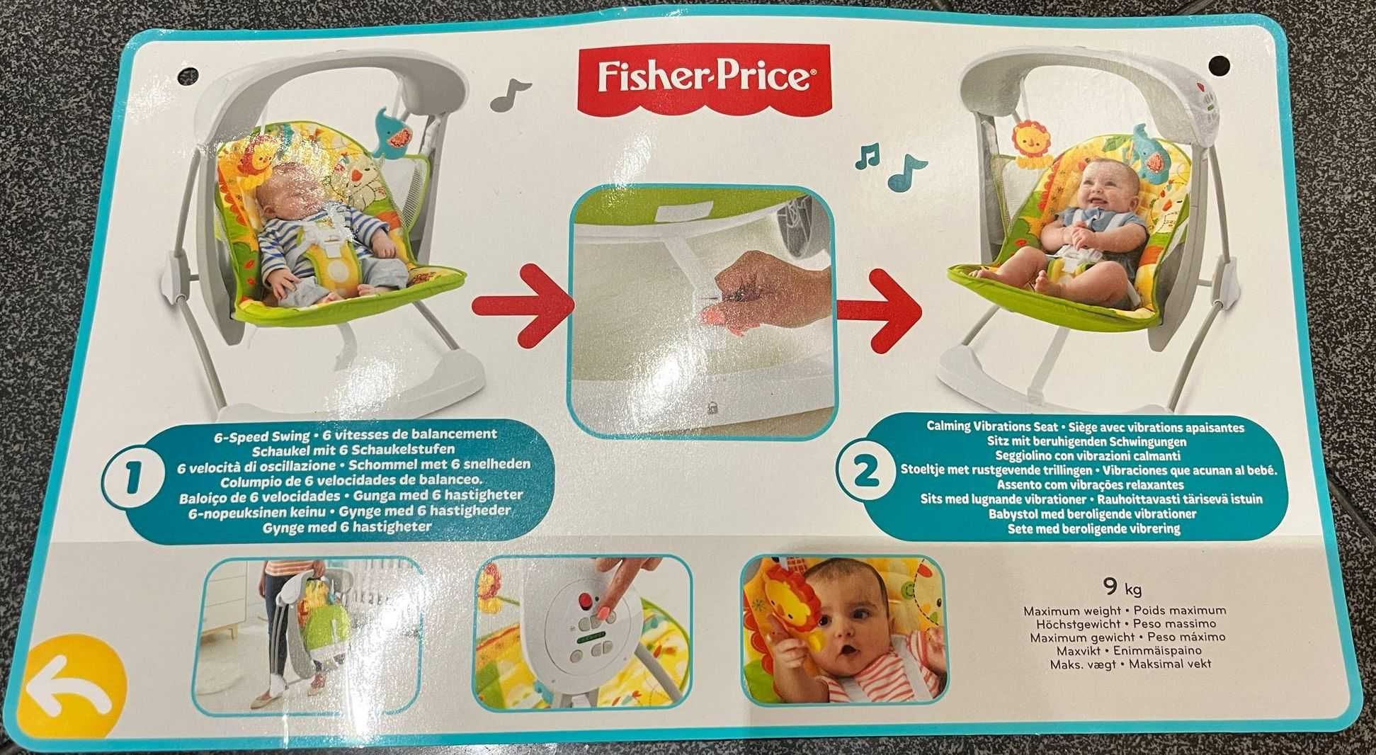 Espriguiçadeira com baloiço e música - Fisher-Price® Sunny Days