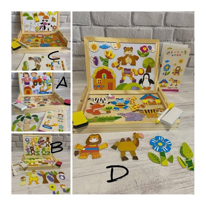 Хит продаж !Деревянный чемоданчик с магнитными фигурками .