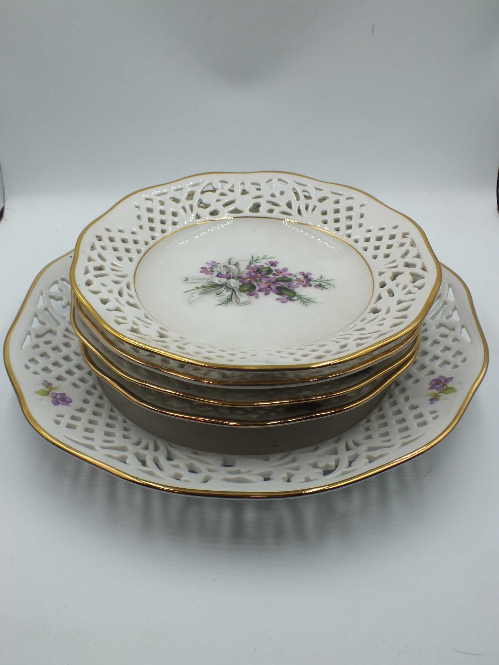 Patera ażurowa + talerze BAVARIA SHUMANN szlachetna porcelana b121813