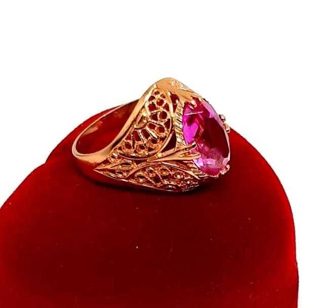 Złoty pierścionek Ażur różowy kamień PR.583 W:4,76gr R.14 InterSKLEP