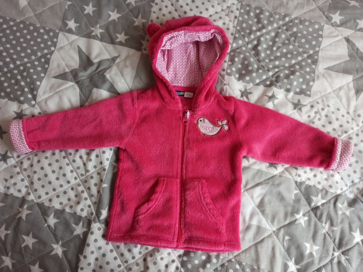 Bluza pluszowa z uszami Lidl rozm. 74/80 fuksja