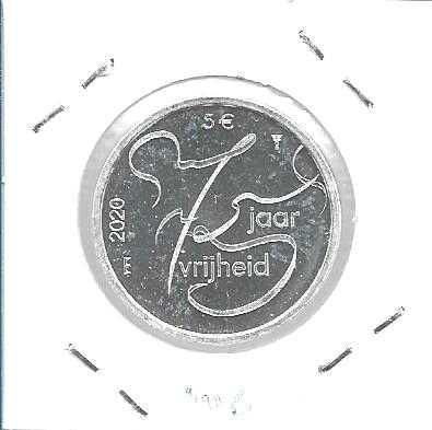 Holanda - - - 5 Euros - 2020 - - - 75 Anos de Liberdade- - - Moeda