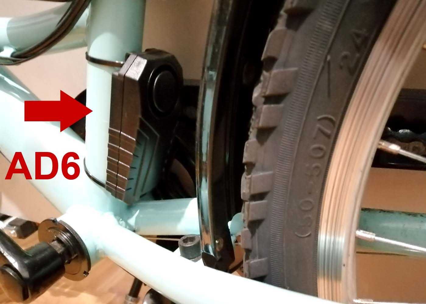 Alarme de bicicleta, mota, bomba de ar e válvulas