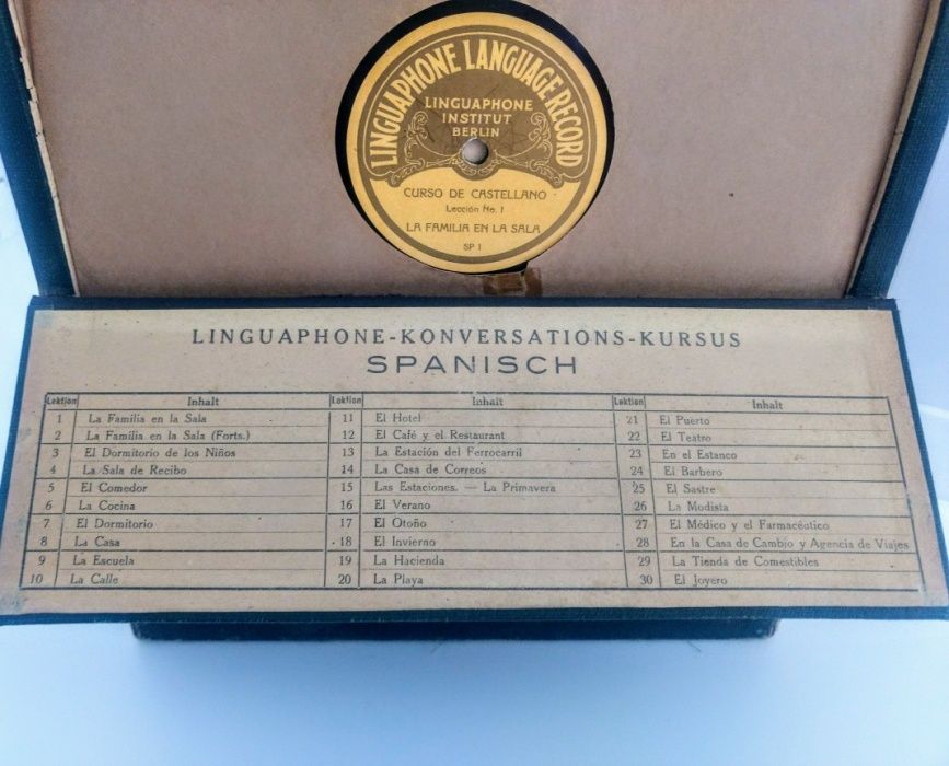 Płyty szelakowe nauka jezyka hiszpańskiego komplet 15 szt szelak antyk