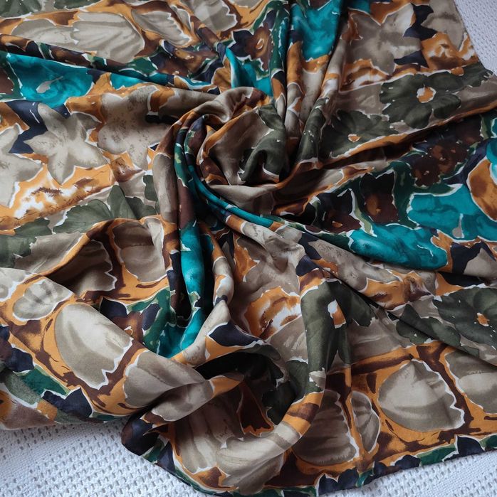 100% Jedwab szmaragd khaki camel musztarda apaszka chustka jedwabna