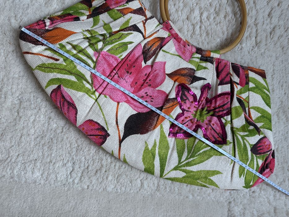 Piękna torba letnia kwiaty bambusowe raczki marconi