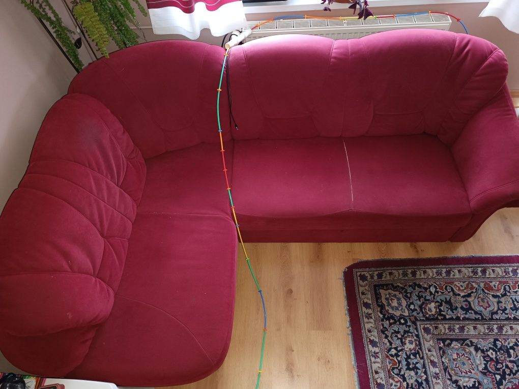 Sofa rozkladana, bordowa