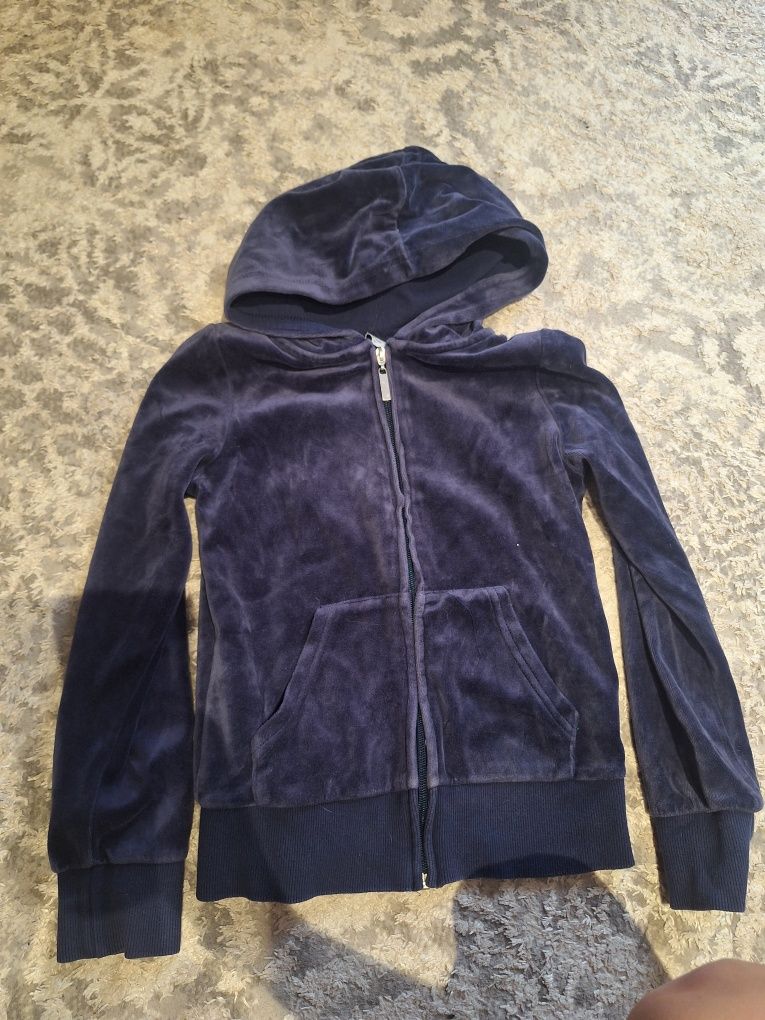 Granatowa bluza 134 140 welur
