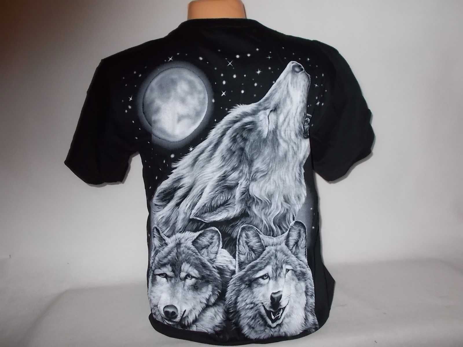 Koszulka wilki i księżyc S