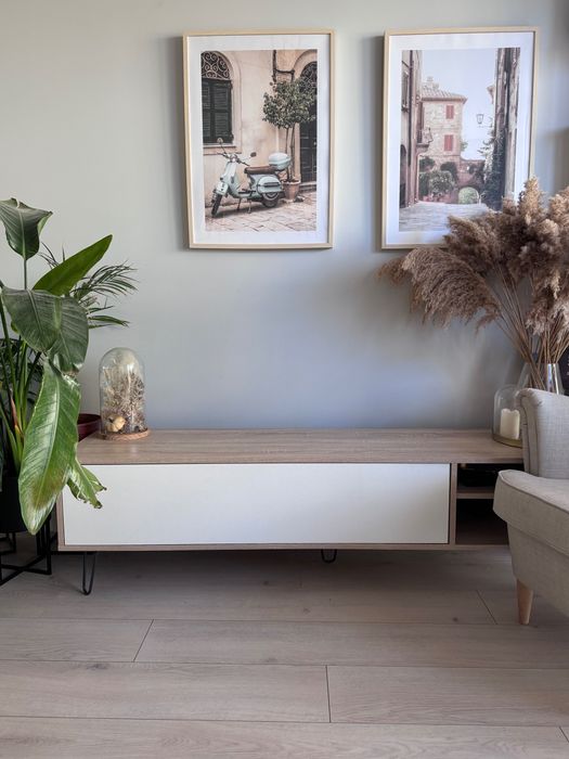 Szafka RTV/komoda drewno plus biel,świetny stan