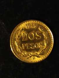 Zlota moneta dos pesos Meksik ,1945 rok