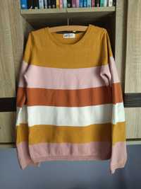 sweter dziewczęcy w pasy kolorowy H&M 134-140