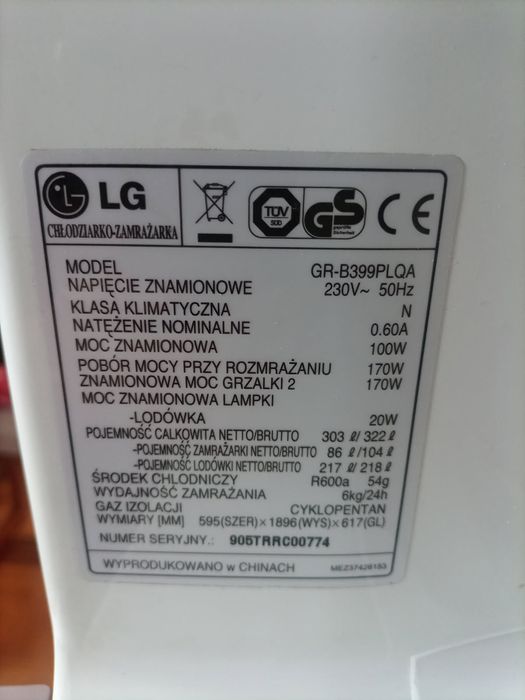 Lodówka LG srebrna