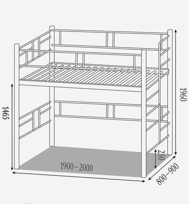 Металеве ліжко-горище "Дабл" в стилі Лофт з боковими сходами .