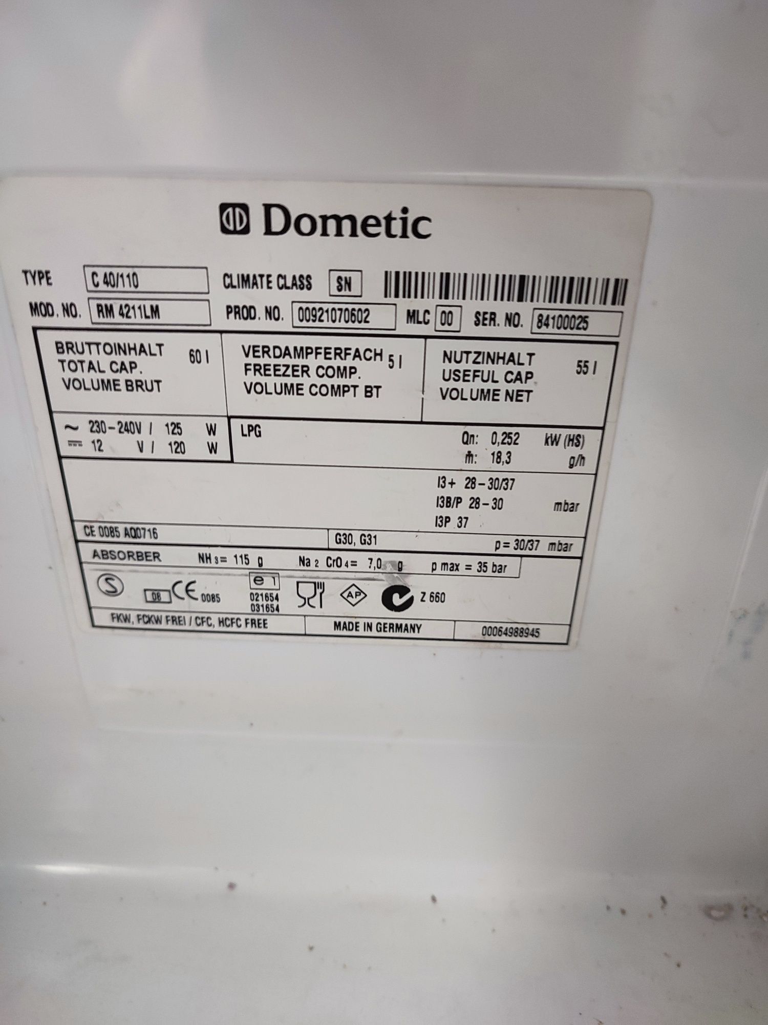 Lodówka dometic c40/110