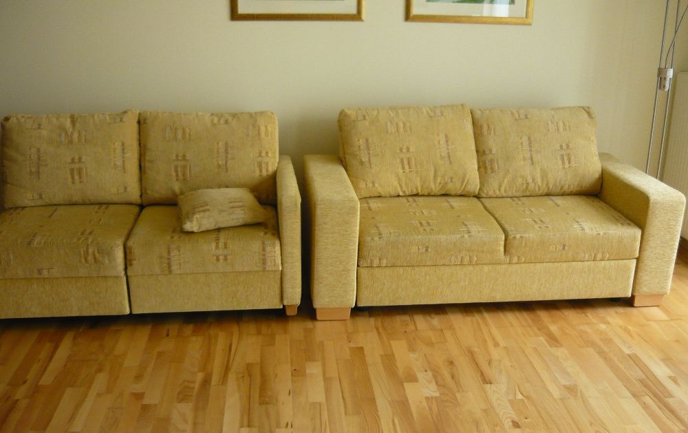 Komplet wypoczynkowy sofa 3-os z funkcją spania fotel pufa rozkładane