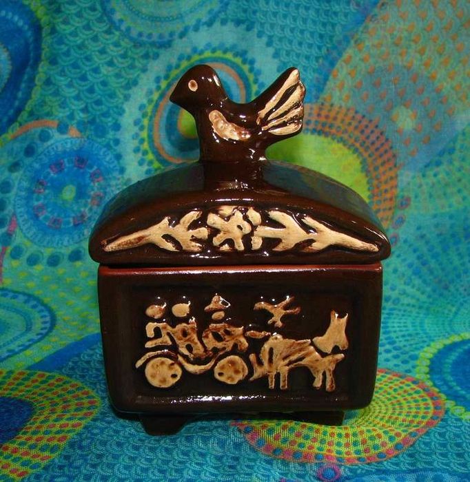 szkatułka kasetka ceramiczna PRL