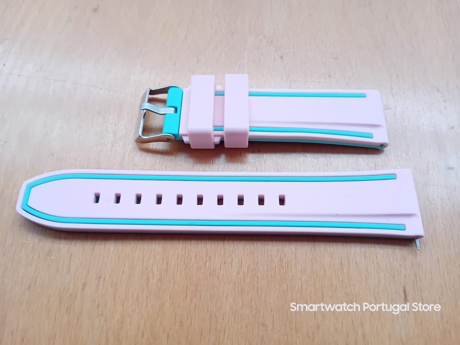 Bracelete 22mm em silicone  : Rosa e Verde