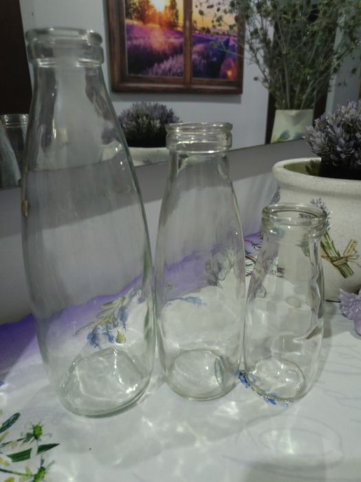 Butelki po śmietanie i mleku PRL