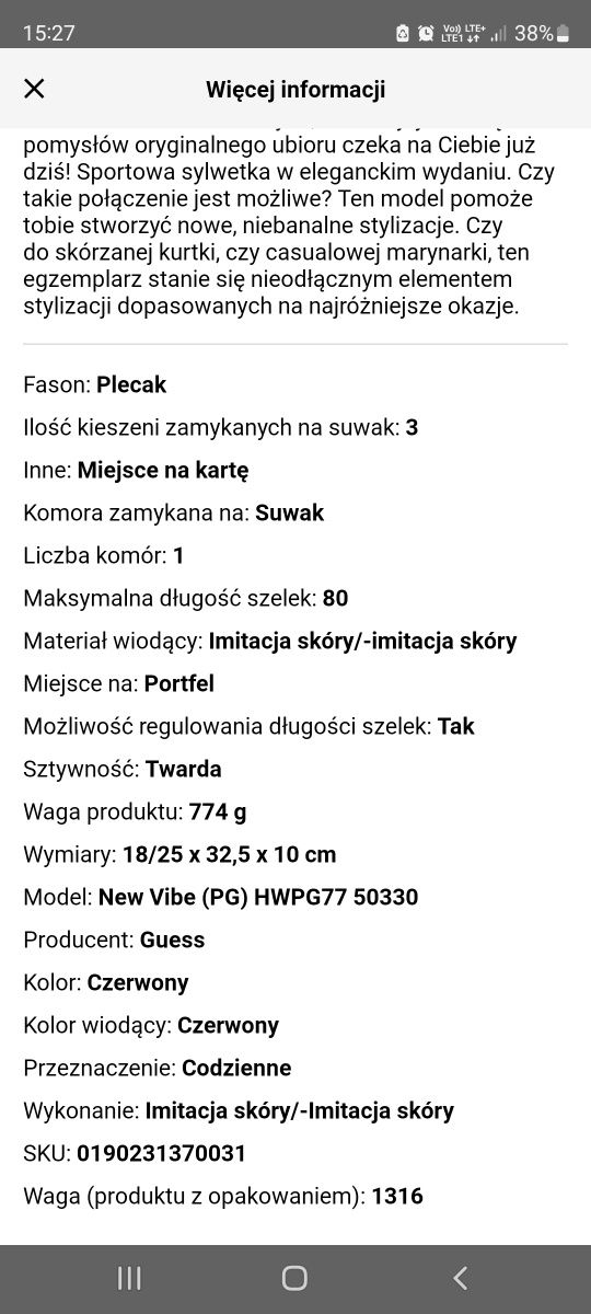 Guess new vibe HWPG77  czerwony lakierowany plecaczek mały plecak