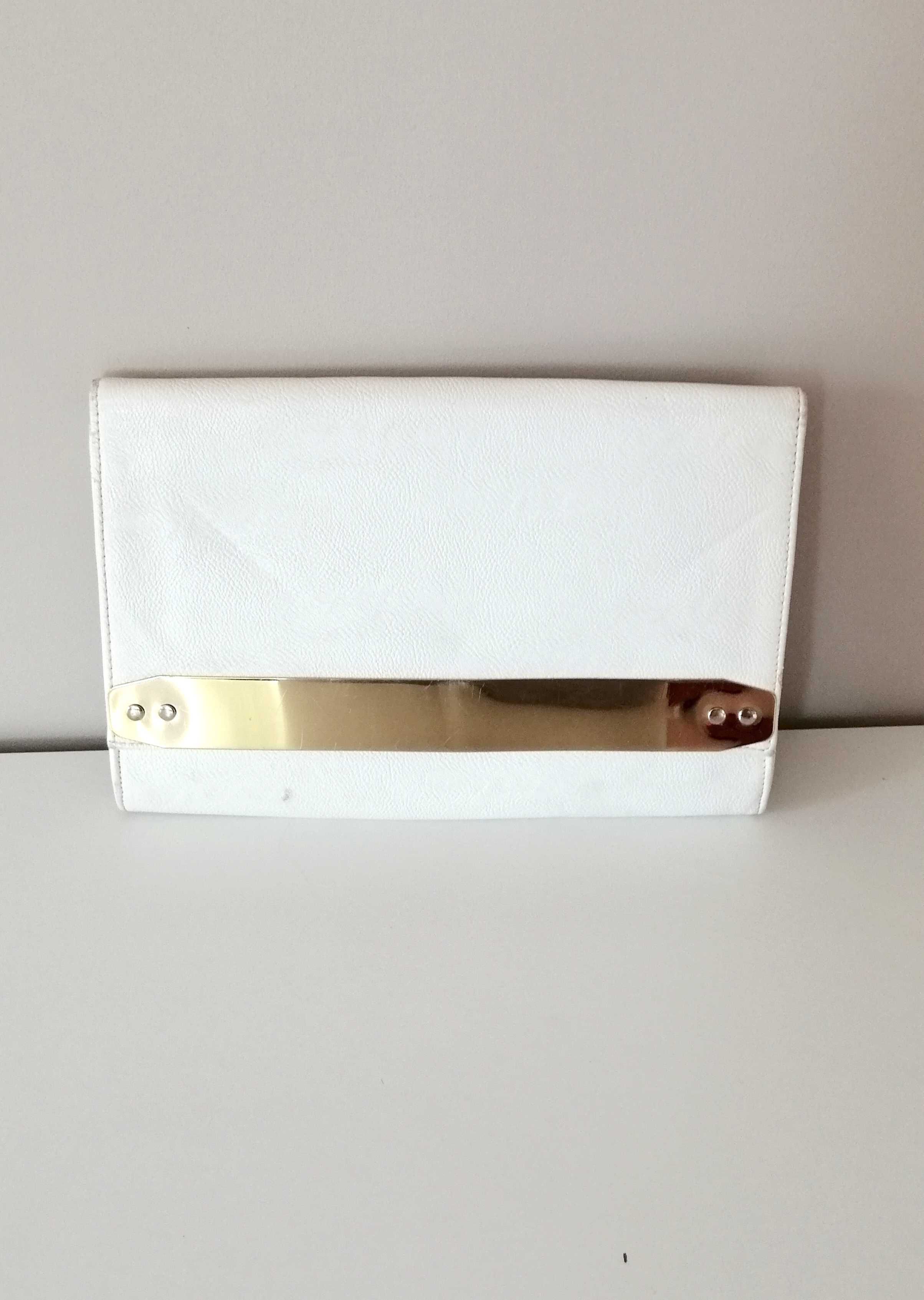 biała złota imprezowa koktajlowa torebka damska kopertówka do ręki
