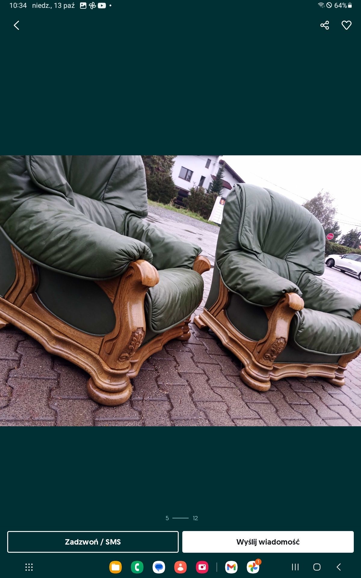 KOMPLET KLER XXL 3+1+1I iŁawa Dąb Skóra  Zielona
