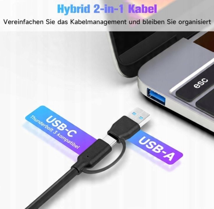 Koncentrator USB C 3.2 z zasilaczem RSHTECH 7 portów POWYSTAWOWY