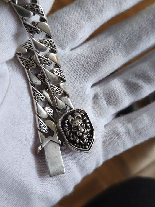 Pulseira em aço inoxidável de alta qualidade Lions Head 21 cm