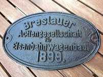 Szyld BRESLAU 1899 tabliczka znamionowa z wagonu
