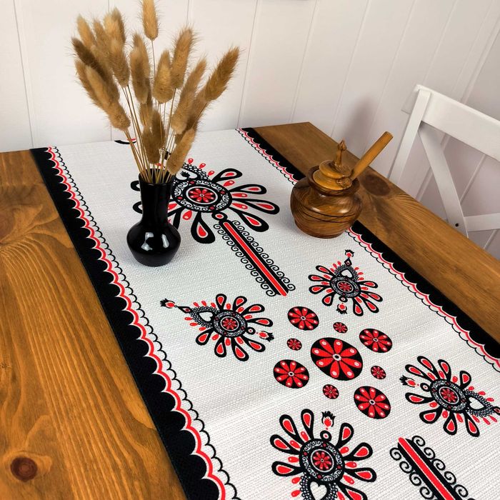 Folkowy Bieżnik na Stół 190x47 cm – Polski Produkt, Laserowy Nadruk