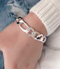 Bransoletka Figaro 12 mm srebrna 20 cm platerowana Bracelet Silver Jew