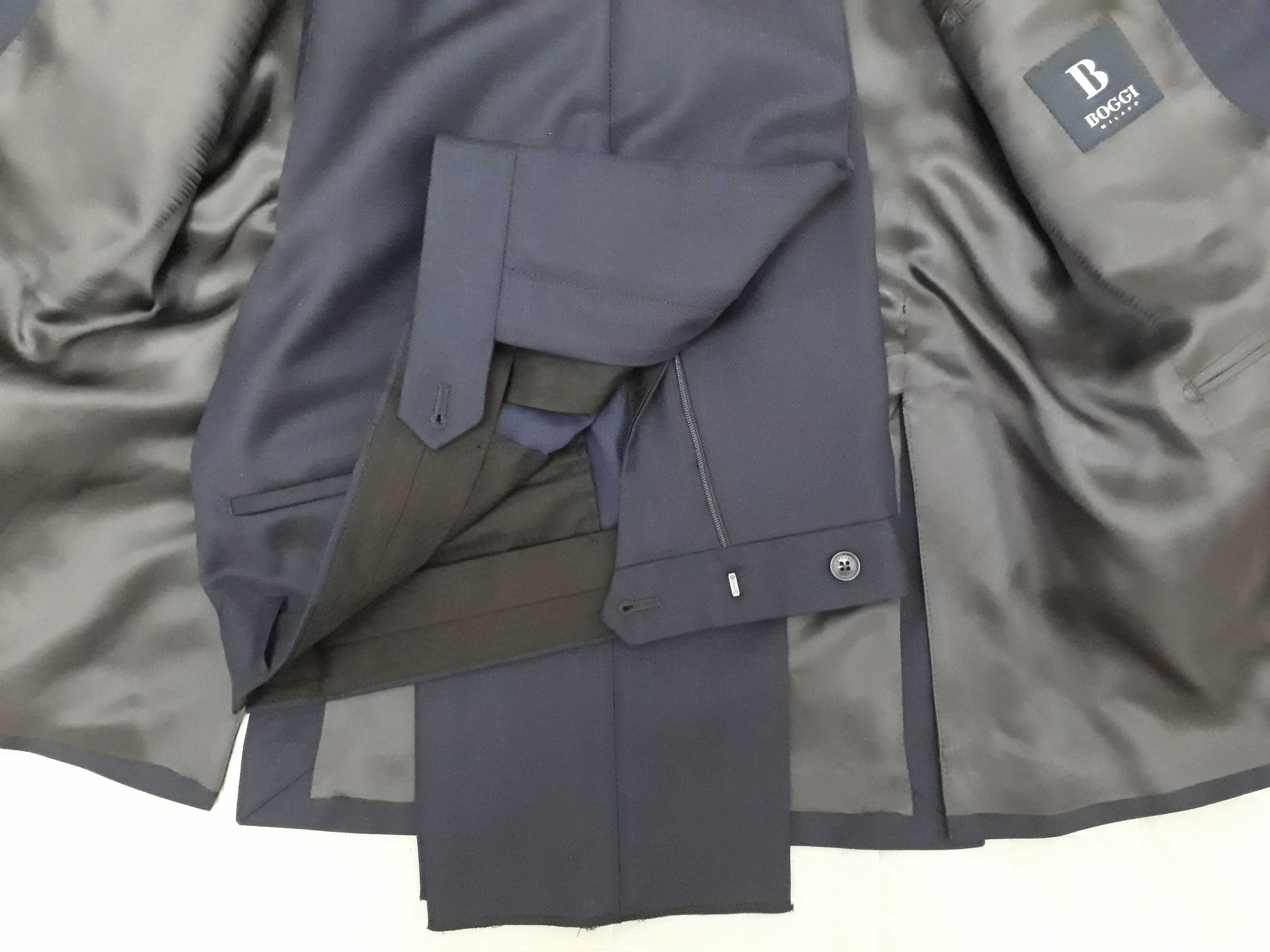NOWY garnitur BOGGI 48 jak Suitsupply Vistula Bytom 100% wełna granat