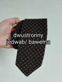 Krawat jedwabny 100% silk, bawełna kolorowy w kwiaty, paski 7 cm Tie R