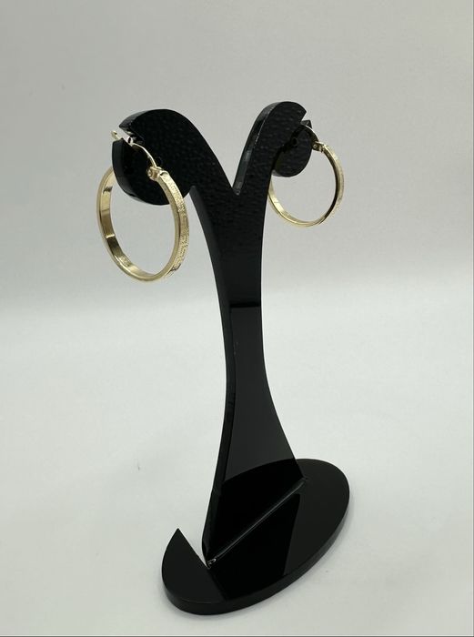 Złote Kolczyki Koła Kółka Wzór Grecki Pr.585 NOWE !