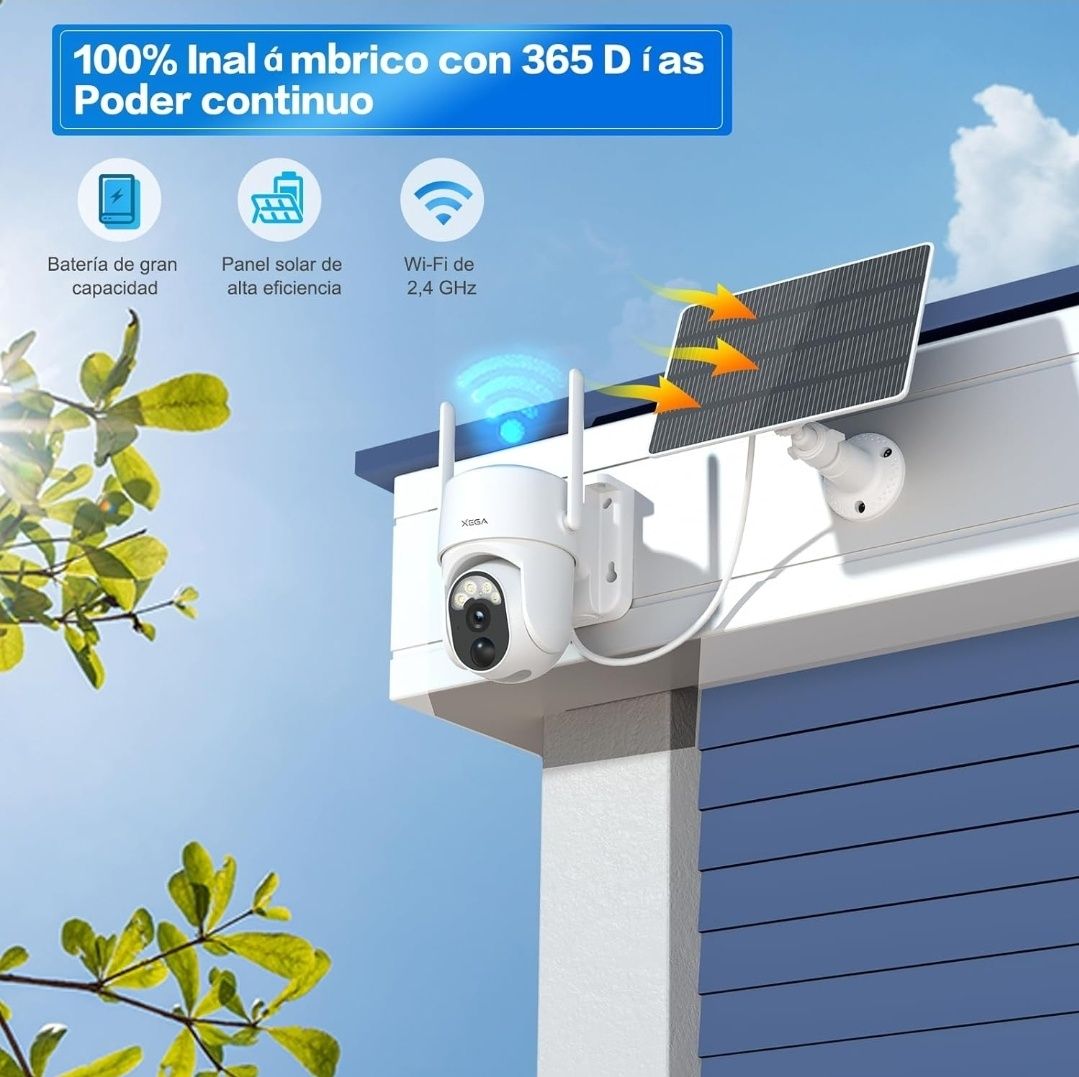 Câmara de segurança solar sem fios para exteriores