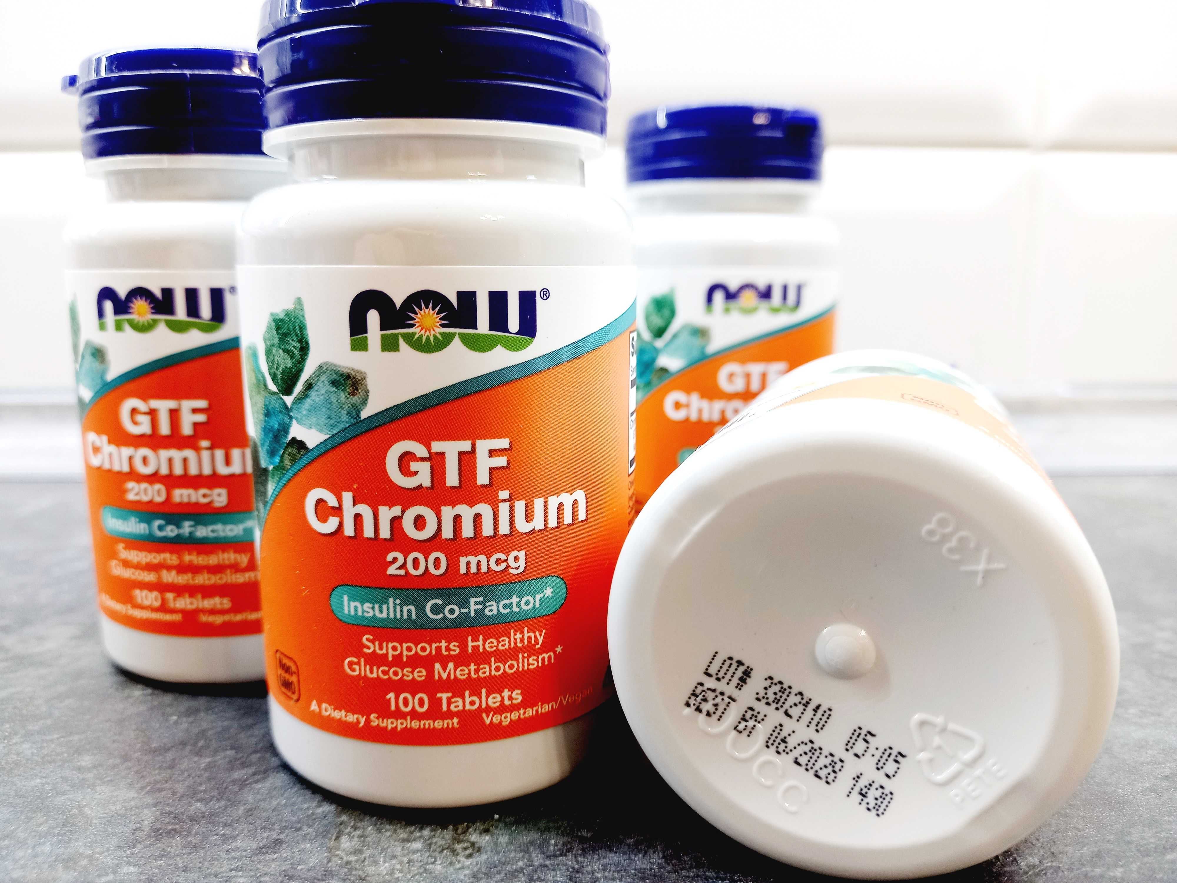 Now Foods, Chromium GTF 200 мкг (100-250 таб.), хром хелат GTF