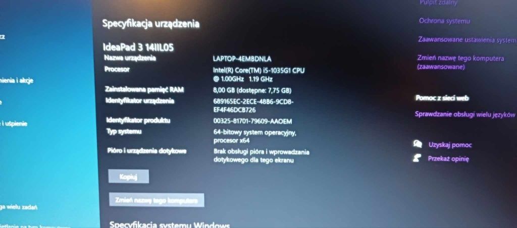 Laptop Lenovo Ideapad 3 i5 10th gen 500gb ssd