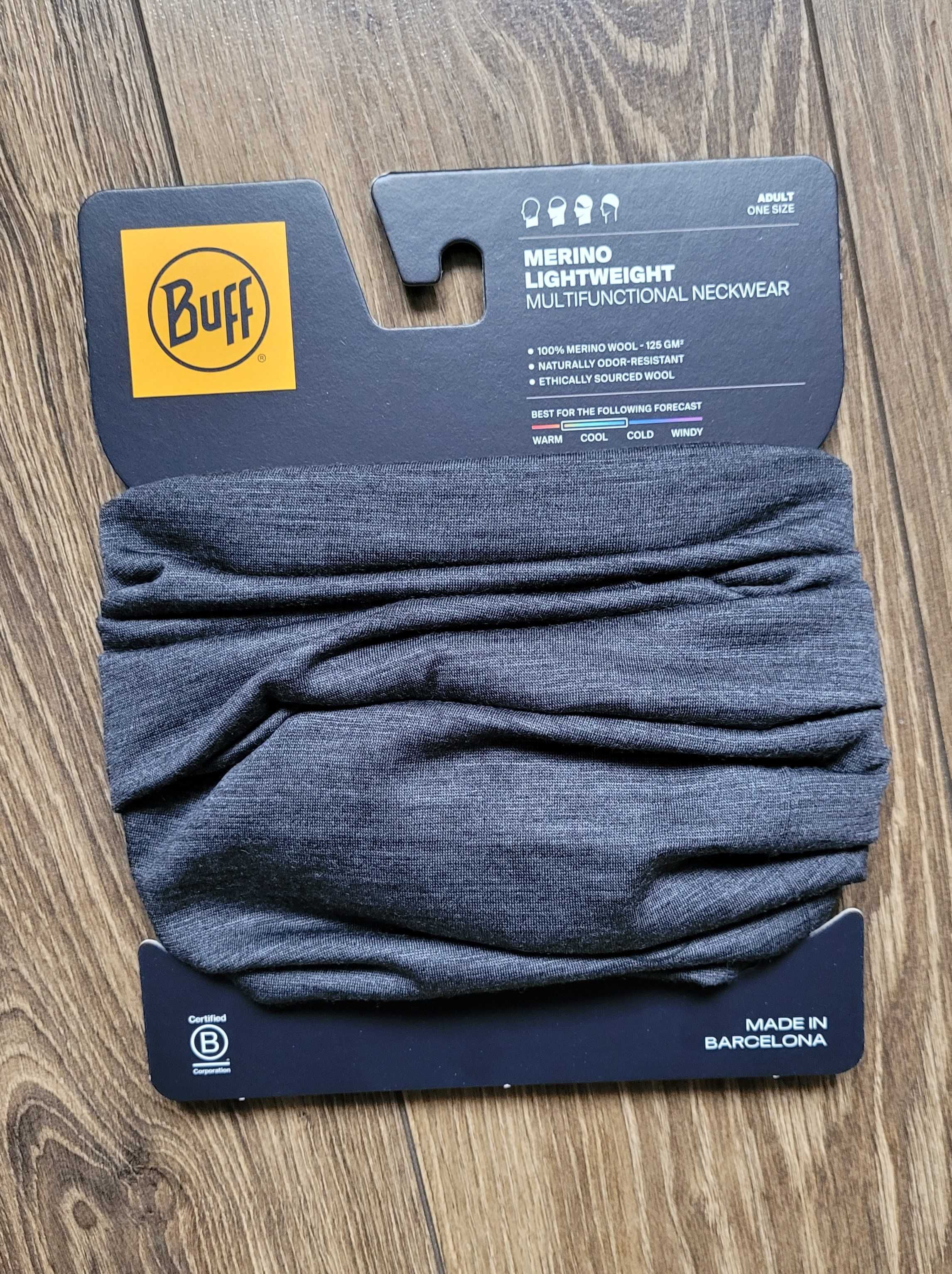 komin Buff lightweight 100% merino wielofunkcyjny szary NOWY