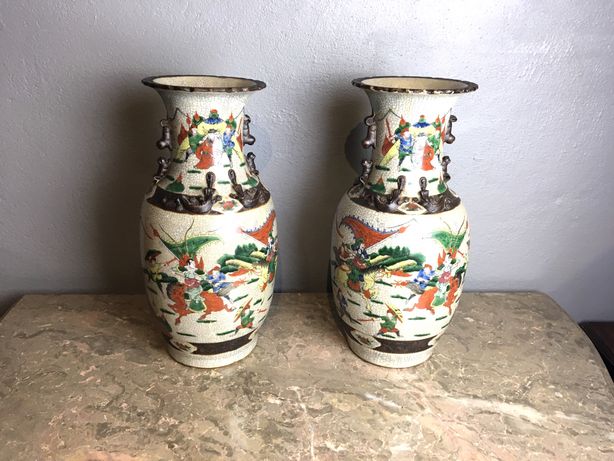 Par de grandes vasos/Jarros orientais porcelana chineses séc XIX